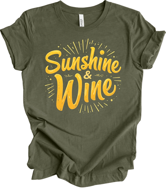"Sunshine and Wine Retro Design Summer Vibes Gift - Adult & Kids T-Shirts, Sweatshirts & Hoodies apparel design preview 1