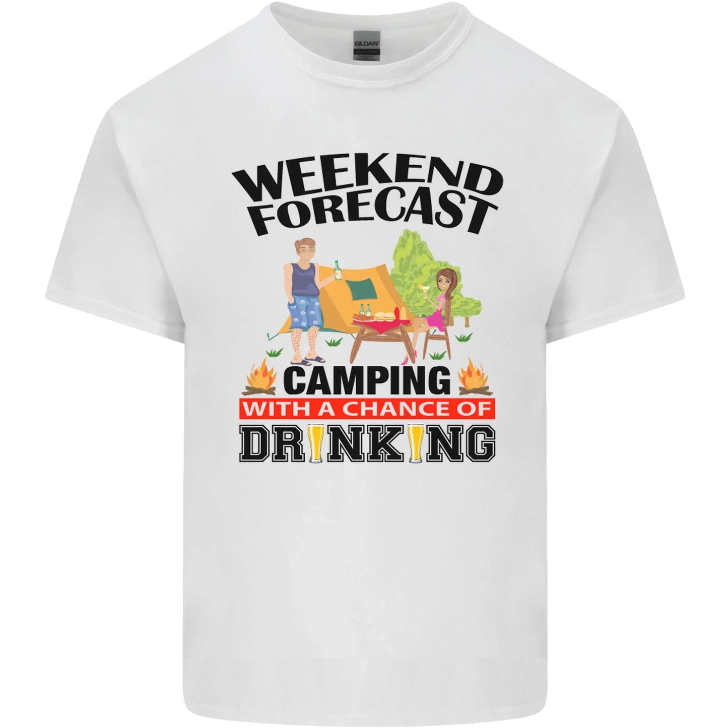 Camping Weekend Forecast Funny Alcohol Beer Mens - Adult & Kids T-Shirts, Sweatshirts & Hoodies apparel design preview 1