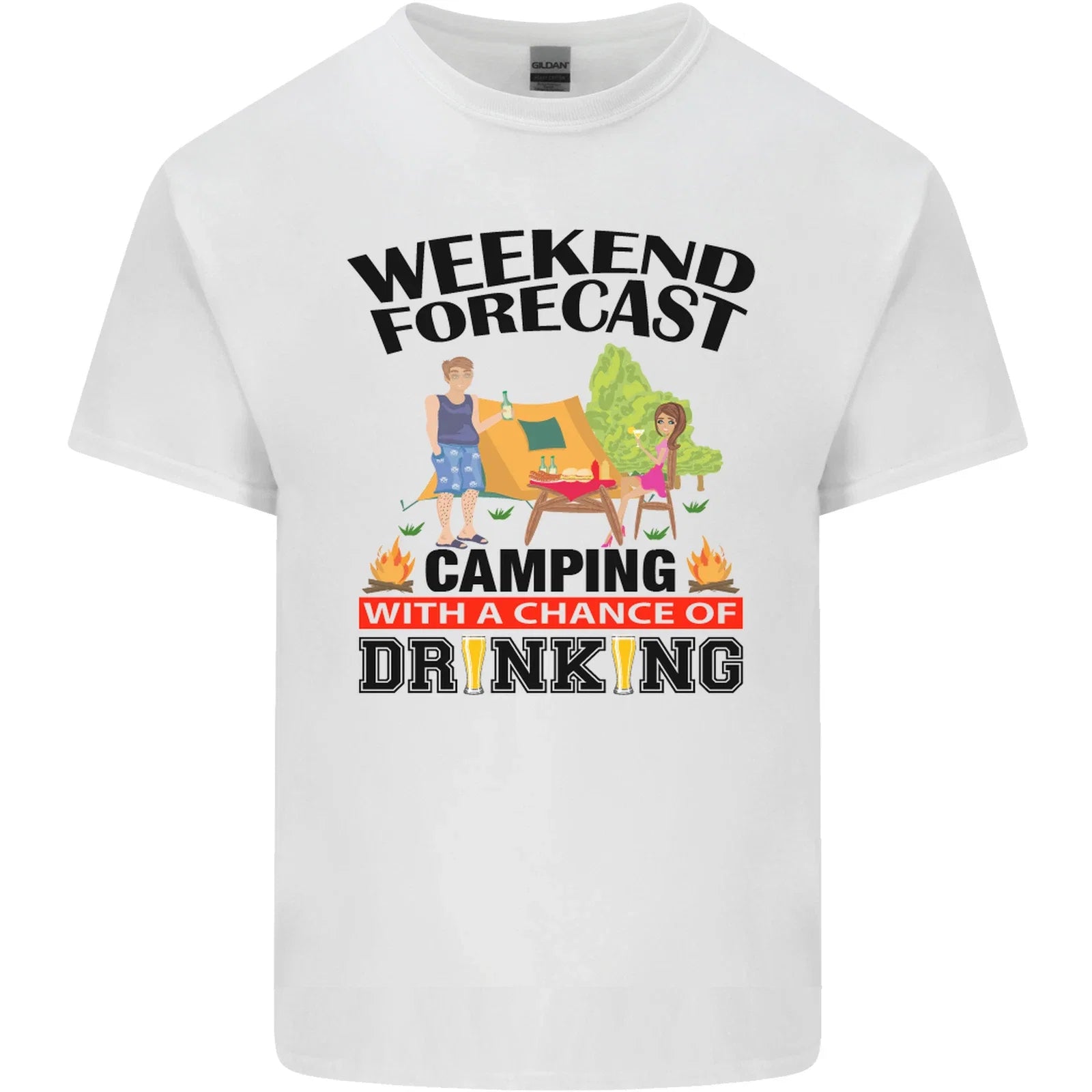 Camping Weekend Forecast Funny Alcohol Beer Mens - Adult & Kids T-Shirts, Sweatshirts & Hoodies apparel design preview 1