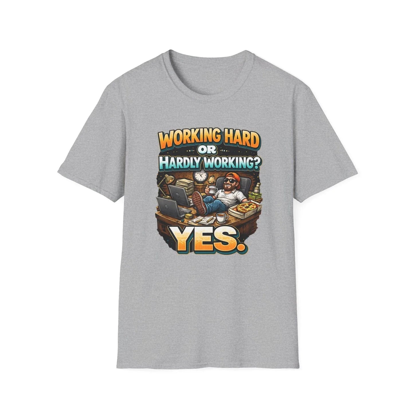 Working Hard or Hardly Yes Funny Lazy Office Graphic - Adult & Kids T-Shirts, Sweatshirts & Hoodies apparel design preview 1