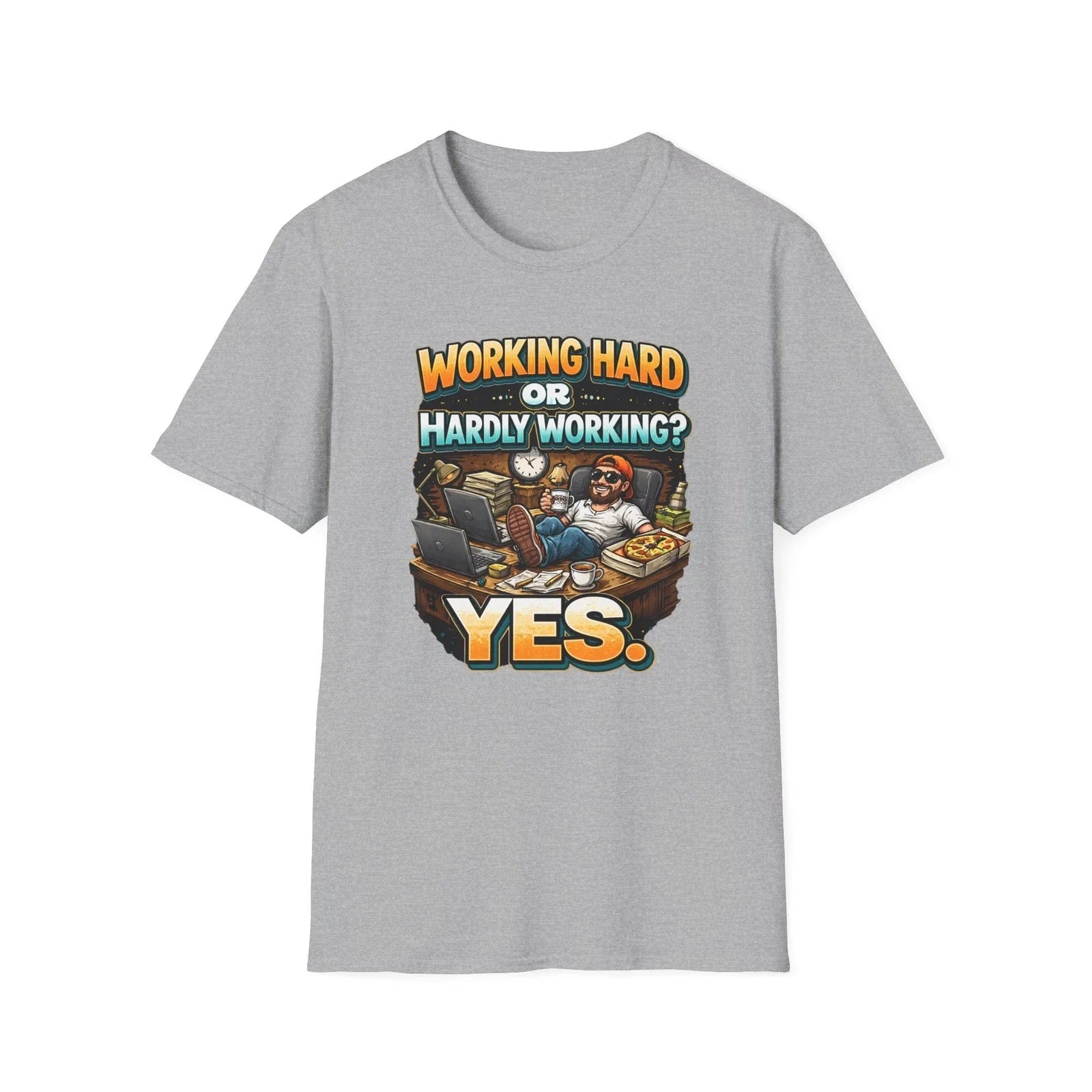Working Hard or Hardly Yes Funny Lazy Office Graphic - Adult & Kids T-Shirts, Sweatshirts & Hoodies apparel design preview 1
