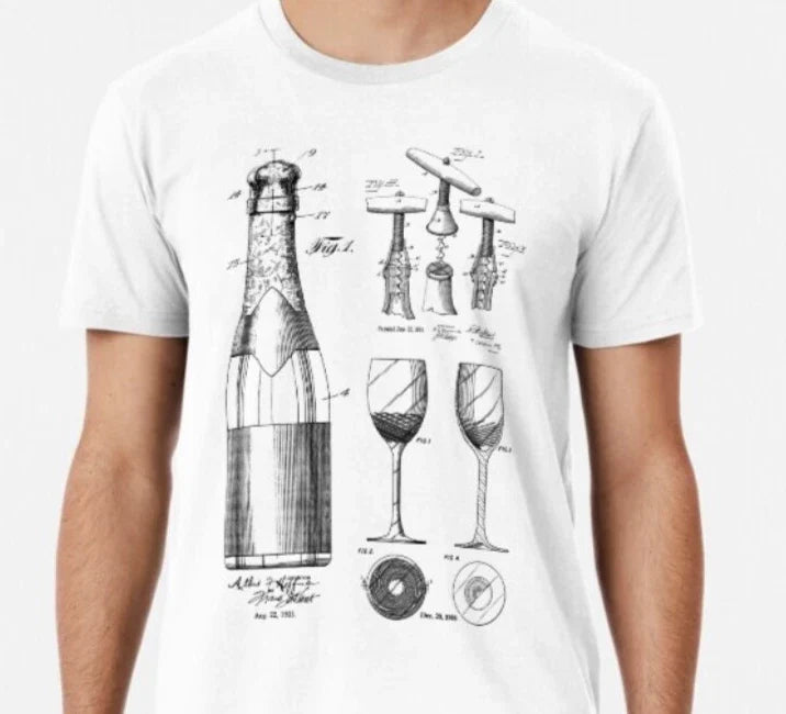 Champagne Blueprint Alcohol Gift Wine %100 Premium - Adult & Kids T-Shirts, Sweatshirts & Hoodies apparel design preview 1