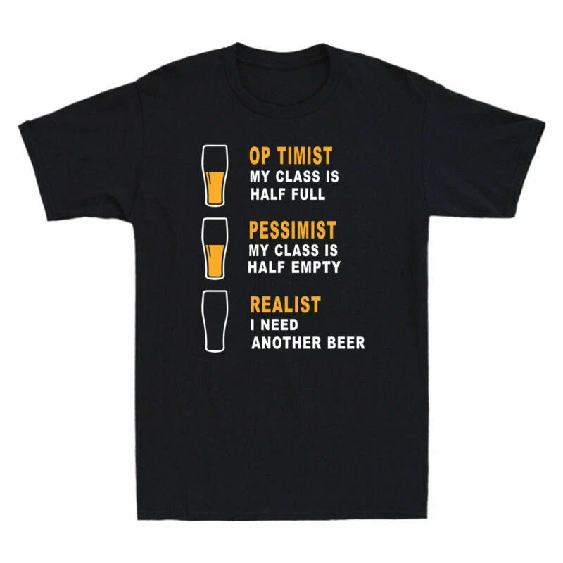 Pessimist Father Beer T Funny Optimist Lover Gift - Adult & Kids T-Shirts, Sweatshirts & Hoodies apparel design preview 1