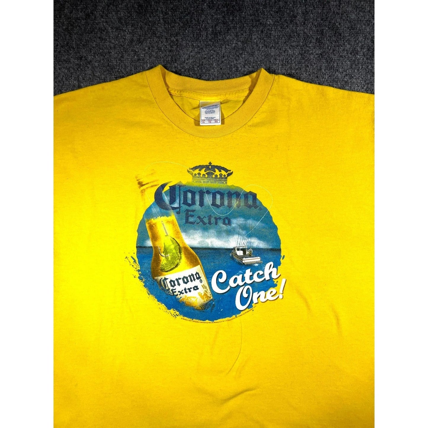 Y2K 2007 Corona Extra Catch One XL Yellow Beer - Adult & Kids T-Shirts, Sweatshirts & Hoodies apparel design preview 1