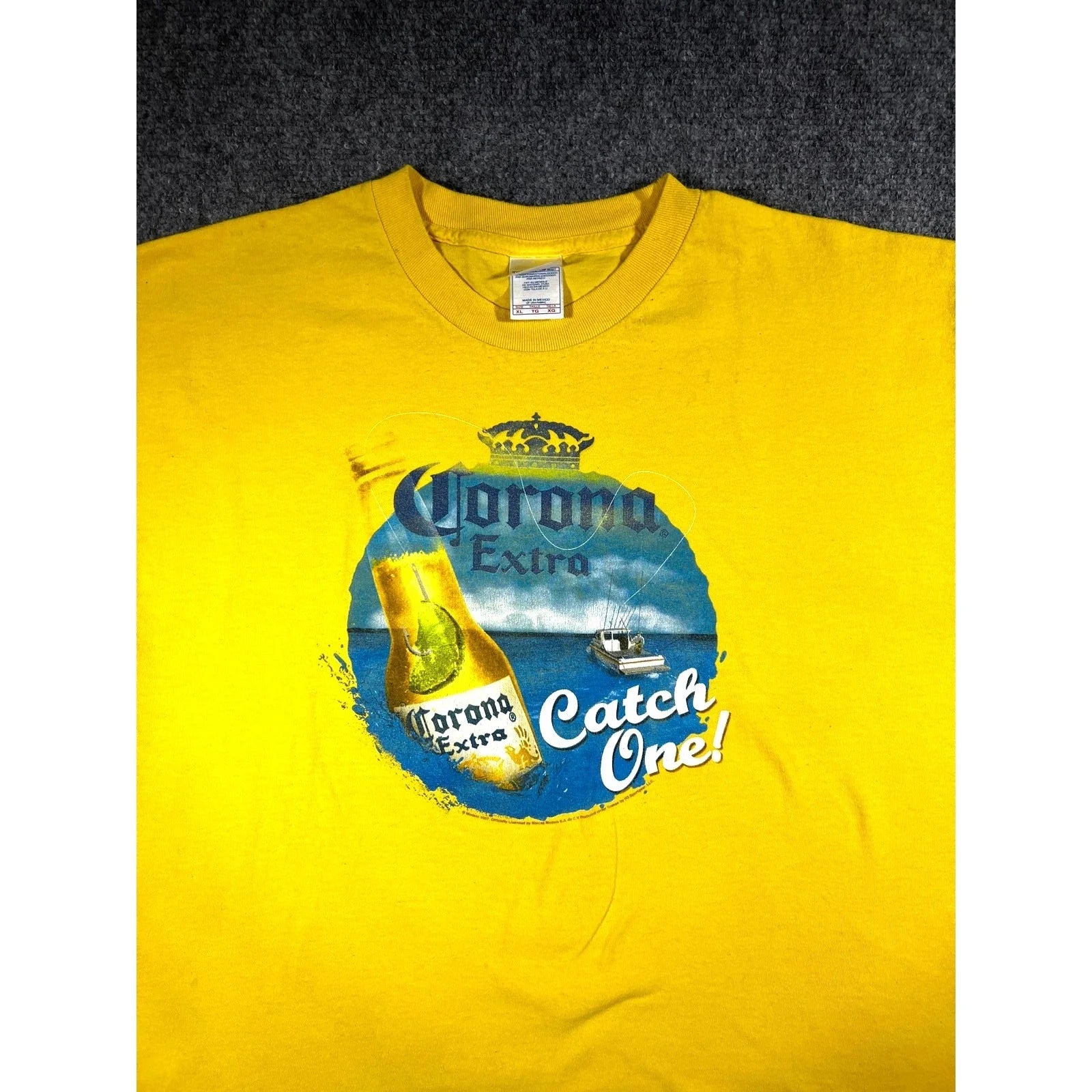 Y2K 2007 Corona Extra Catch One XL Yellow Beer - Adult & Kids T-Shirts, Sweatshirts & Hoodies apparel design preview 1