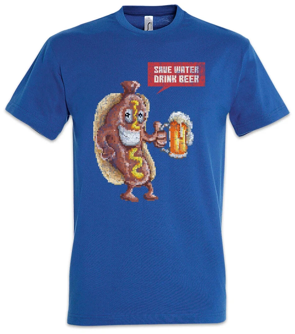 Hotdog Save Water Drink Beer Drunk Party Alcohol Fun - Adult & Kids T-Shirts, Sweatshirts & Hoodies apparel design preview 1