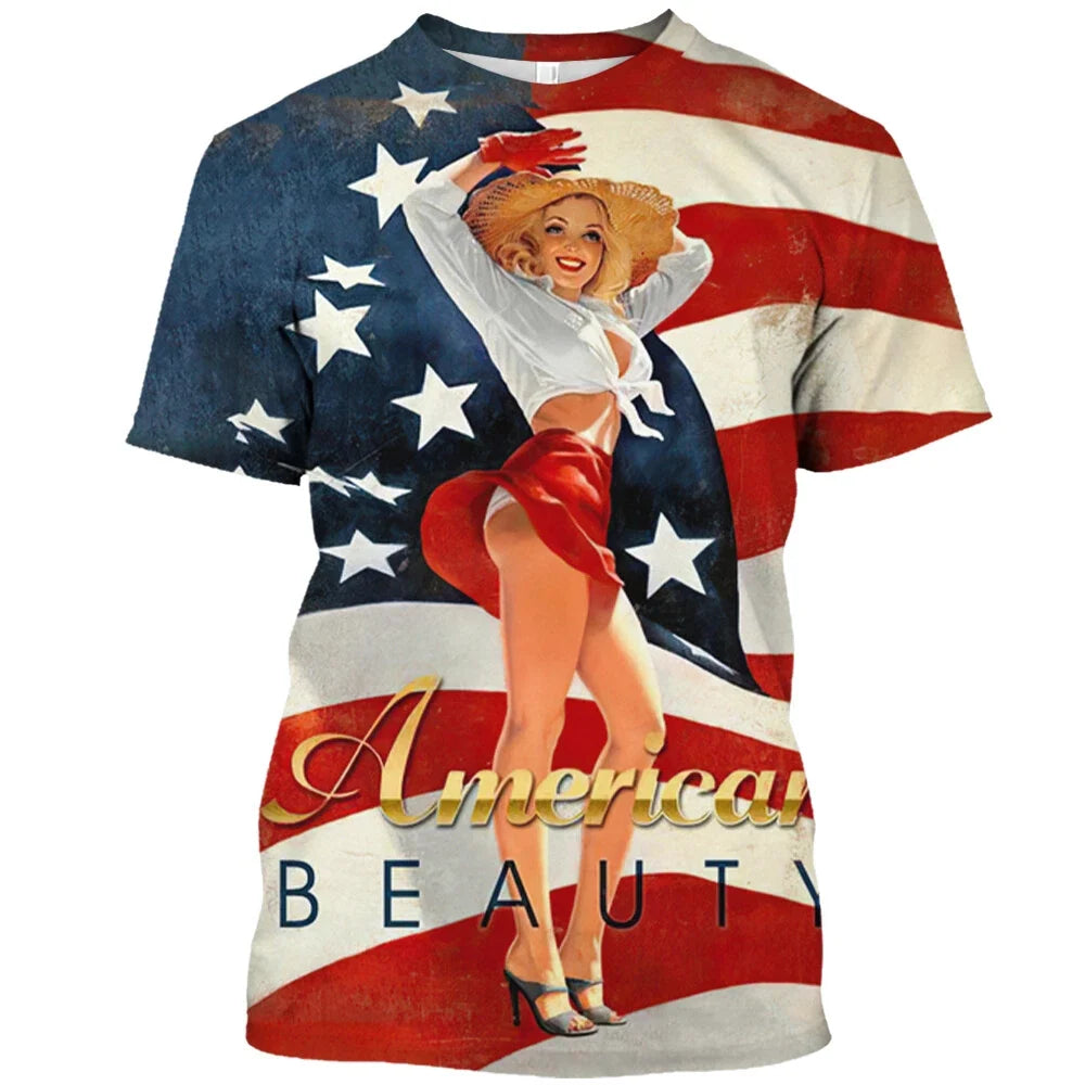 American Beauty Pin Up Vintage Inspired Men's USA - Adult & Kids T-Shirts, Sweatshirts & Hoodies apparel design preview 1