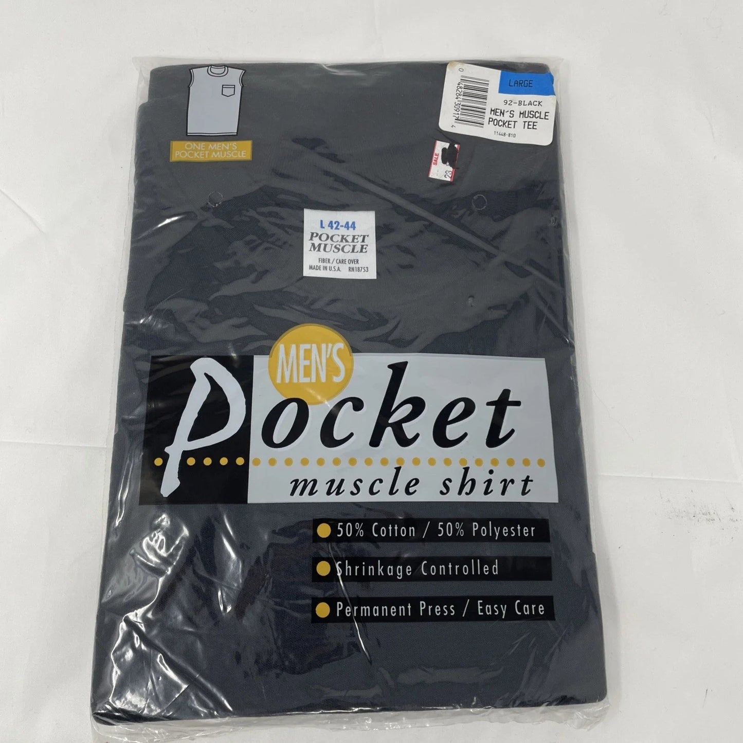 Muscle With Pocket Vintage Mens Sleeveless Black - Adult & Kids T-Shirts, Sweatshirts & Hoodies apparel design preview 1