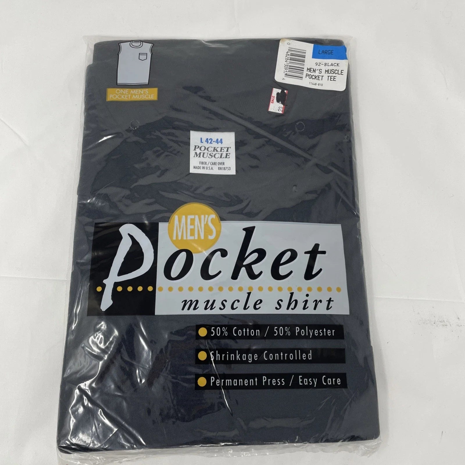 Muscle With Pocket Vintage Mens Sleeveless Black - Adult & Kids T-Shirts, Sweatshirts & Hoodies apparel design preview 1