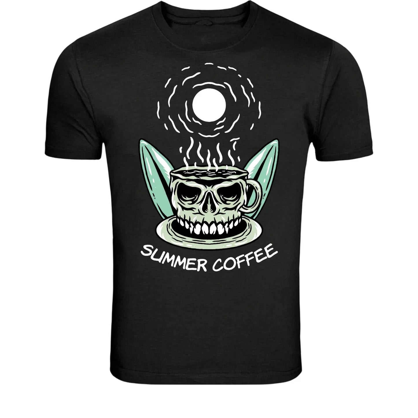 Summer Coffee Skull Cup Funny Dark Humor Lover - Adult & Kids T-Shirts, Sweatshirts & Hoodies apparel design preview 1