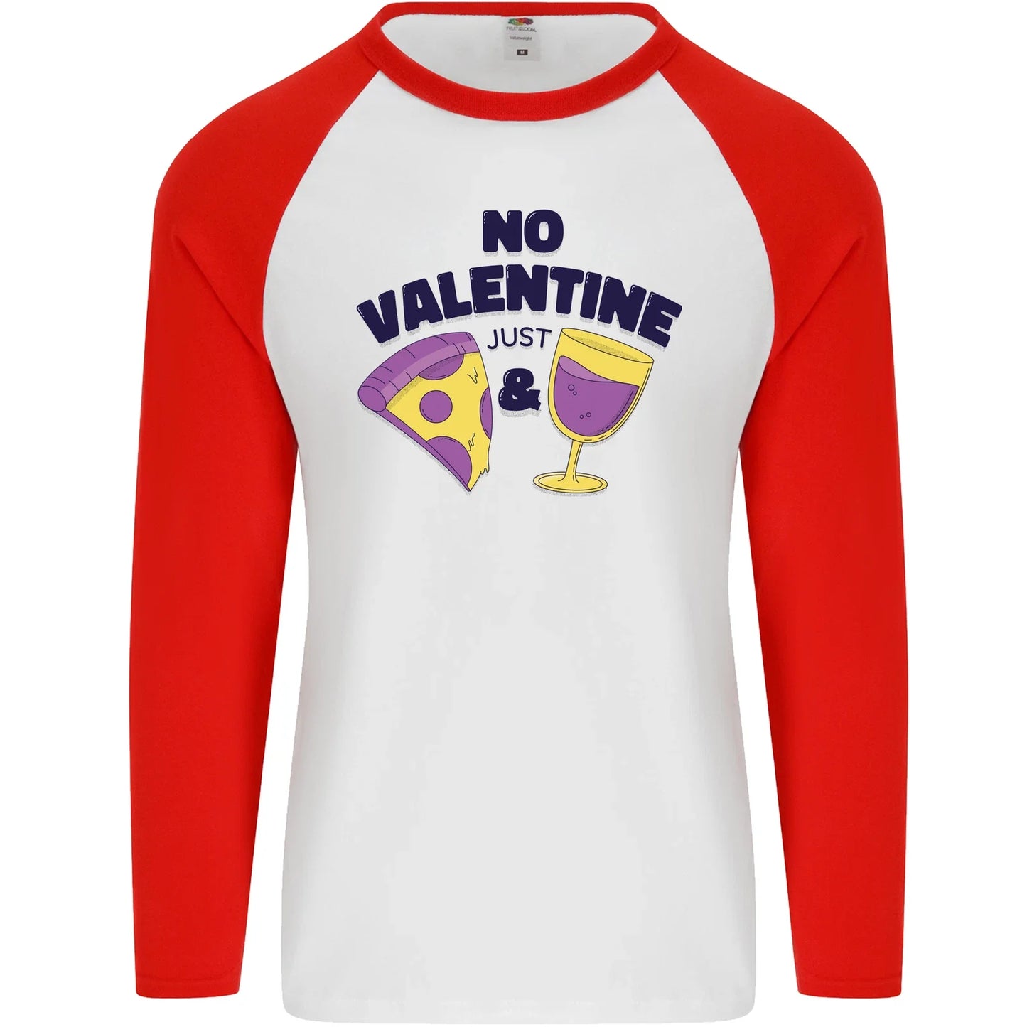 Anti Valentines Day Just Pizza Wine Mens L/S Baseball - Adult & Kids T-Shirts, Sweatshirts & Hoodies apparel design preview 1