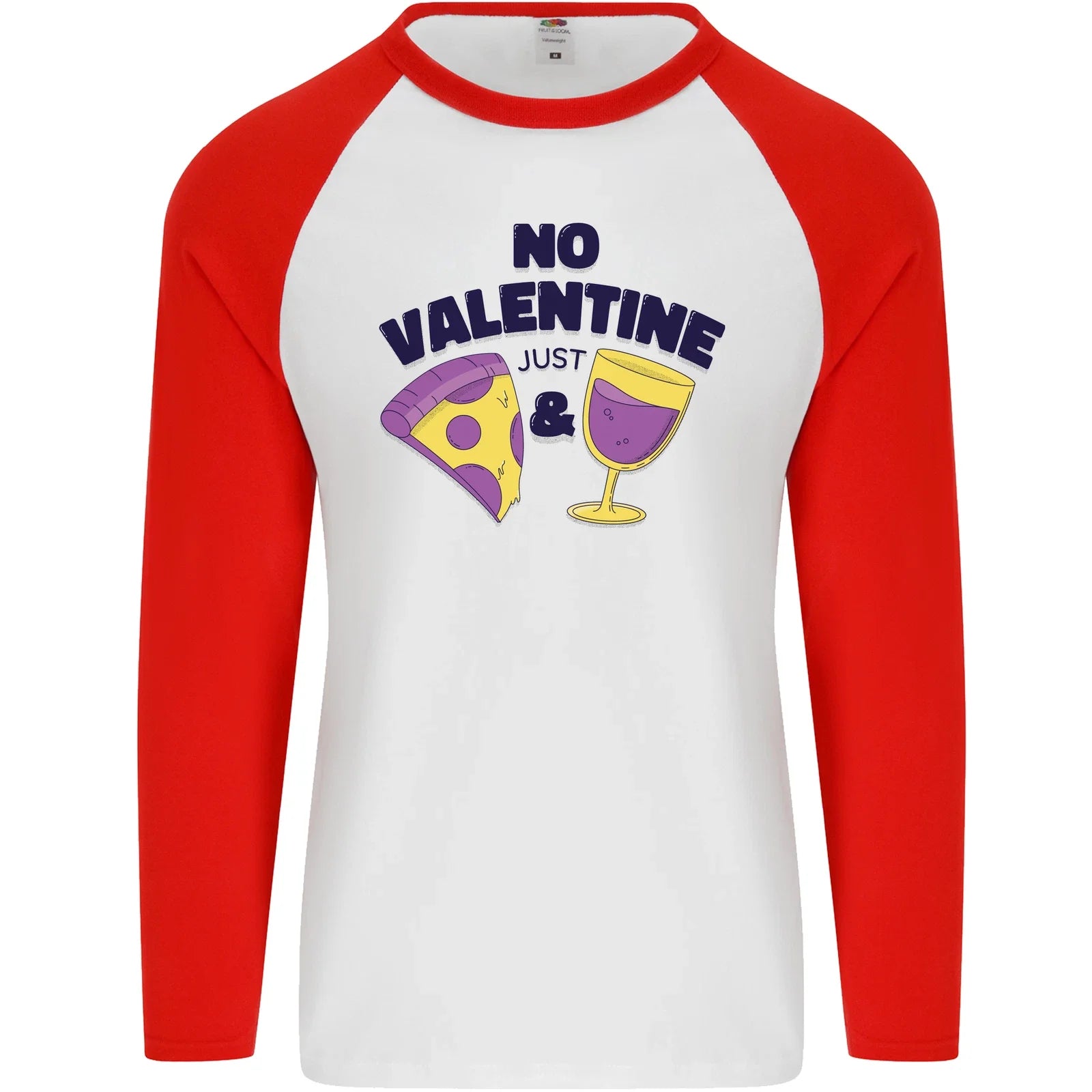 Anti Valentines Day Just Pizza Wine Mens L/S Baseball - Adult & Kids T-Shirts, Sweatshirts & Hoodies apparel design preview 1