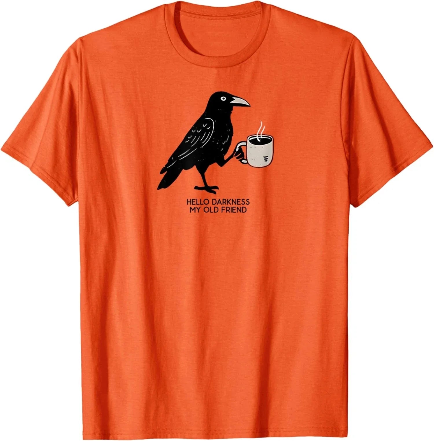 Hello Darkness My Old Friend Crow Coffee Spooky - Adult & Kids T-Shirts, Sweatshirts & Hoodies apparel design preview 1