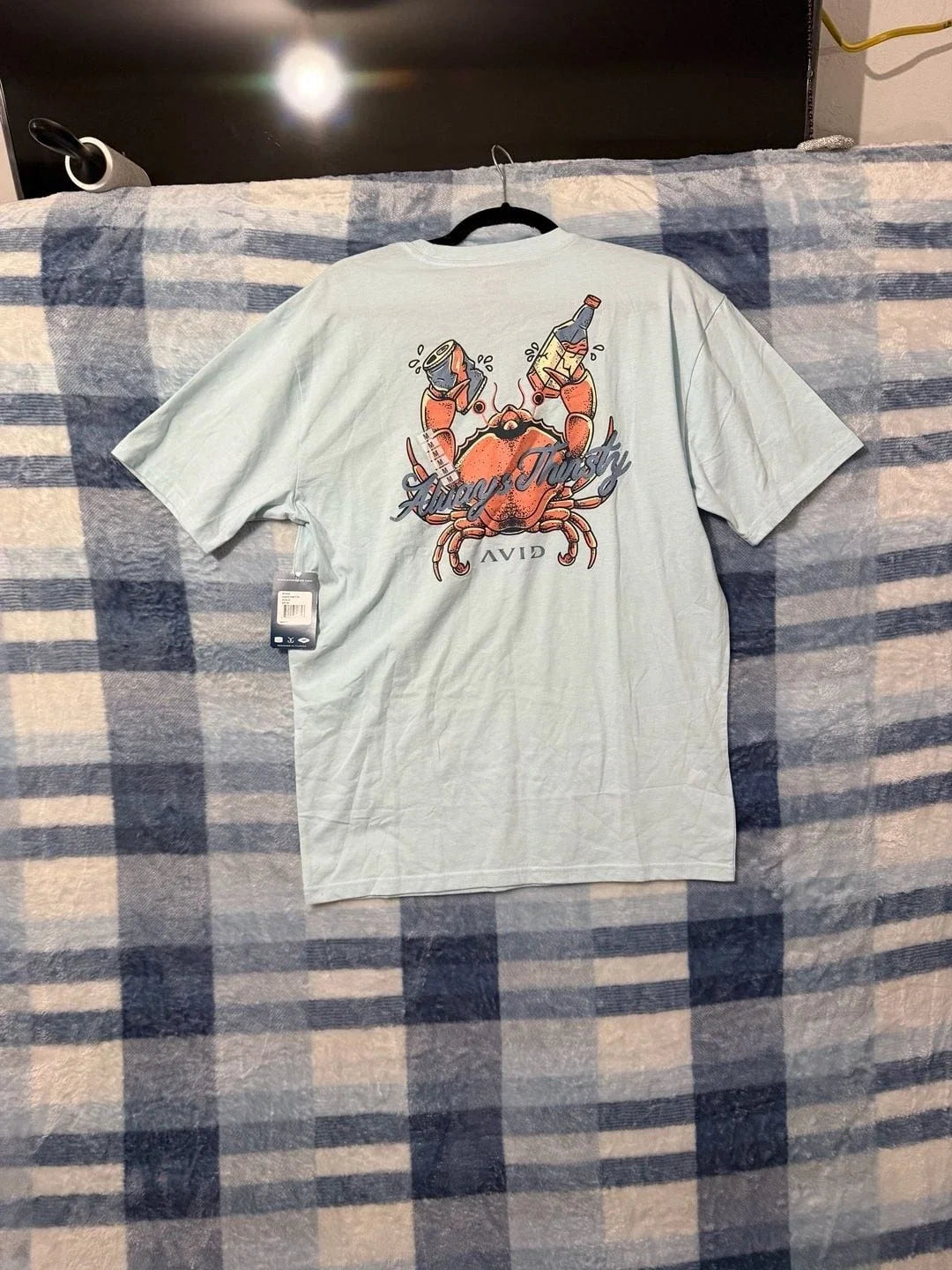Avid Always Thirsty Crab Graphic Ice Blue M - Adult & Kids T-Shirts, Sweatshirts & Hoodies apparel design preview 1