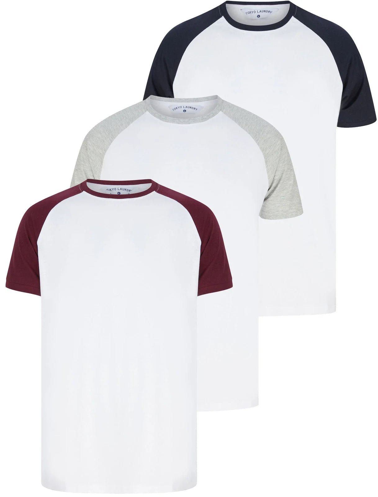Tokyo Laundry Men's Multi Pack of 3 Raglan Sleeve - Adult & Kids T-Shirts, Sweatshirts & Hoodies apparel design preview 1