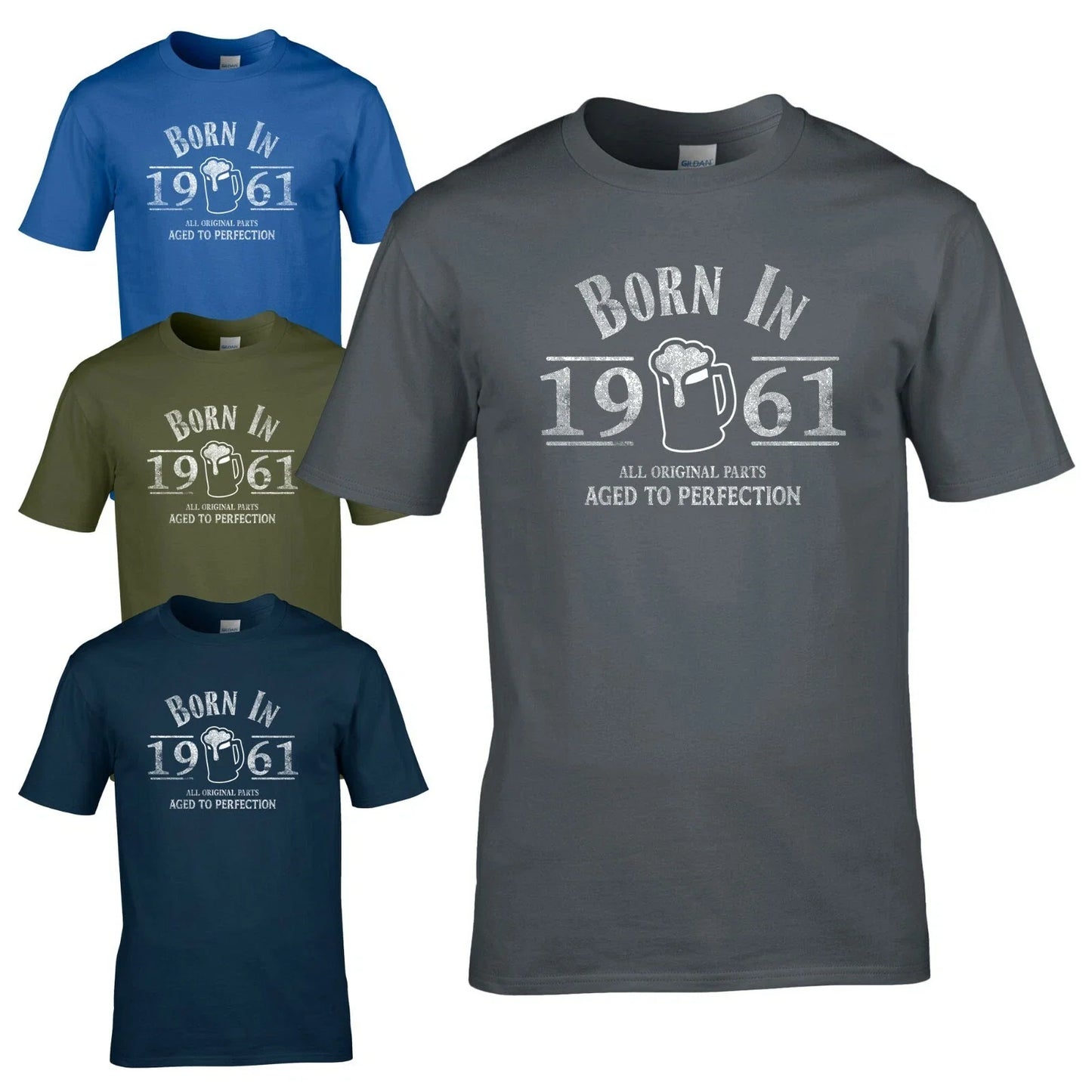 Born in 1961 65th Year Birthday Age Present Beer - Adult & Kids T-Shirts, Sweatshirts & Hoodies apparel design preview 1