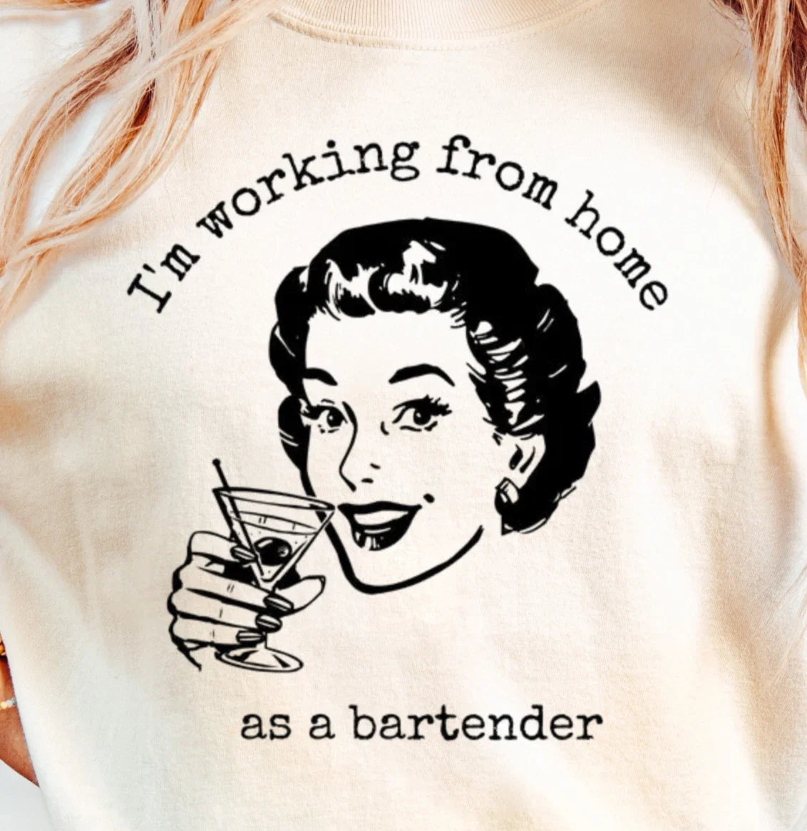 Working From Home as a Bartender Retro Lazy Day - Adult & Kids T-Shirts, Sweatshirts & Hoodies apparel design preview 1