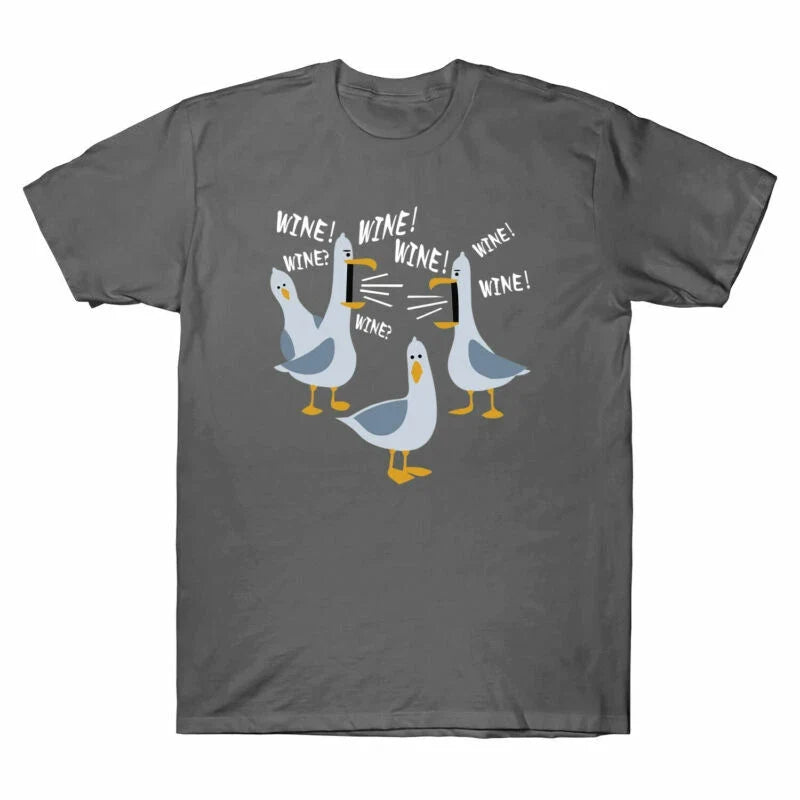 Wine? Funny Seagulls Gift For Lovers Men's Cotton - Adult & Kids T-Shirts, Sweatshirts & Hoodies apparel design preview 1