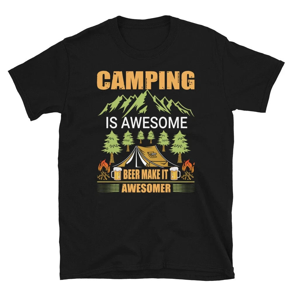 Camping Is Awesome Beer Vintage Design Novelty - Adult & Kids T-Shirts, Sweatshirts & Hoodies apparel design preview 1