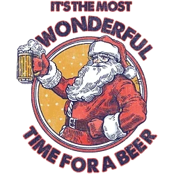 THE MOST WONDERFUL TIME FOR A BEER SANTA CHRISTMAS - Adult & Kids T-Shirts, Sweatshirts & Hoodies apparel design preview 1