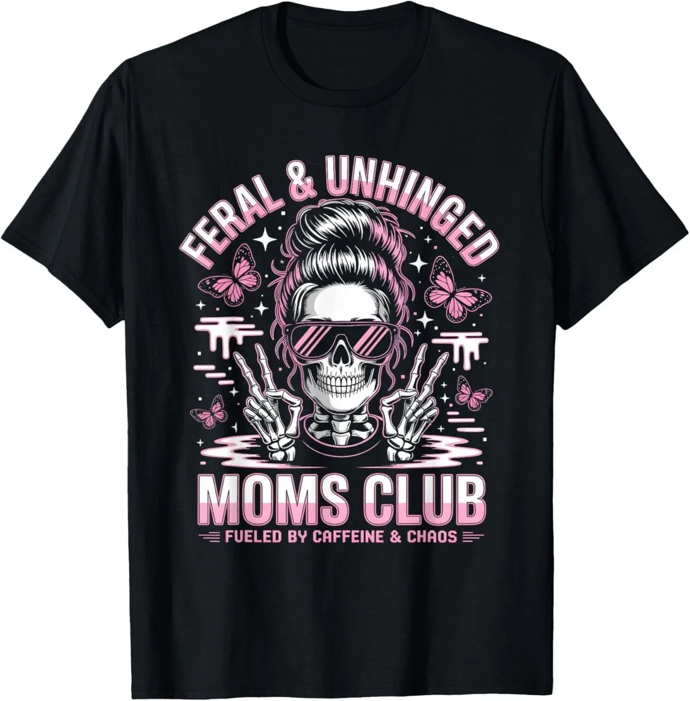 Funny Feral and Unhinged Moms Club Skeleton Coffee - Adult & Kids T-Shirts, Sweatshirts & Hoodies apparel design preview 1