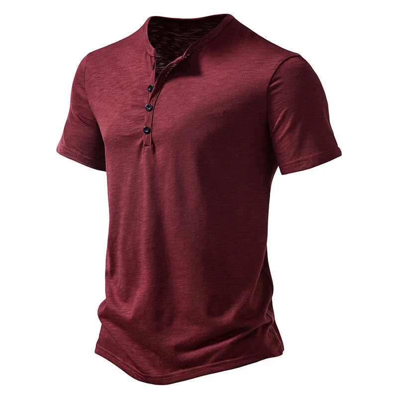 Men Plain Short Sleeve Henley Summer Casual Loose Top - Adult & Kids T-Shirts, Sweatshirts & Hoodies apparel design preview 1