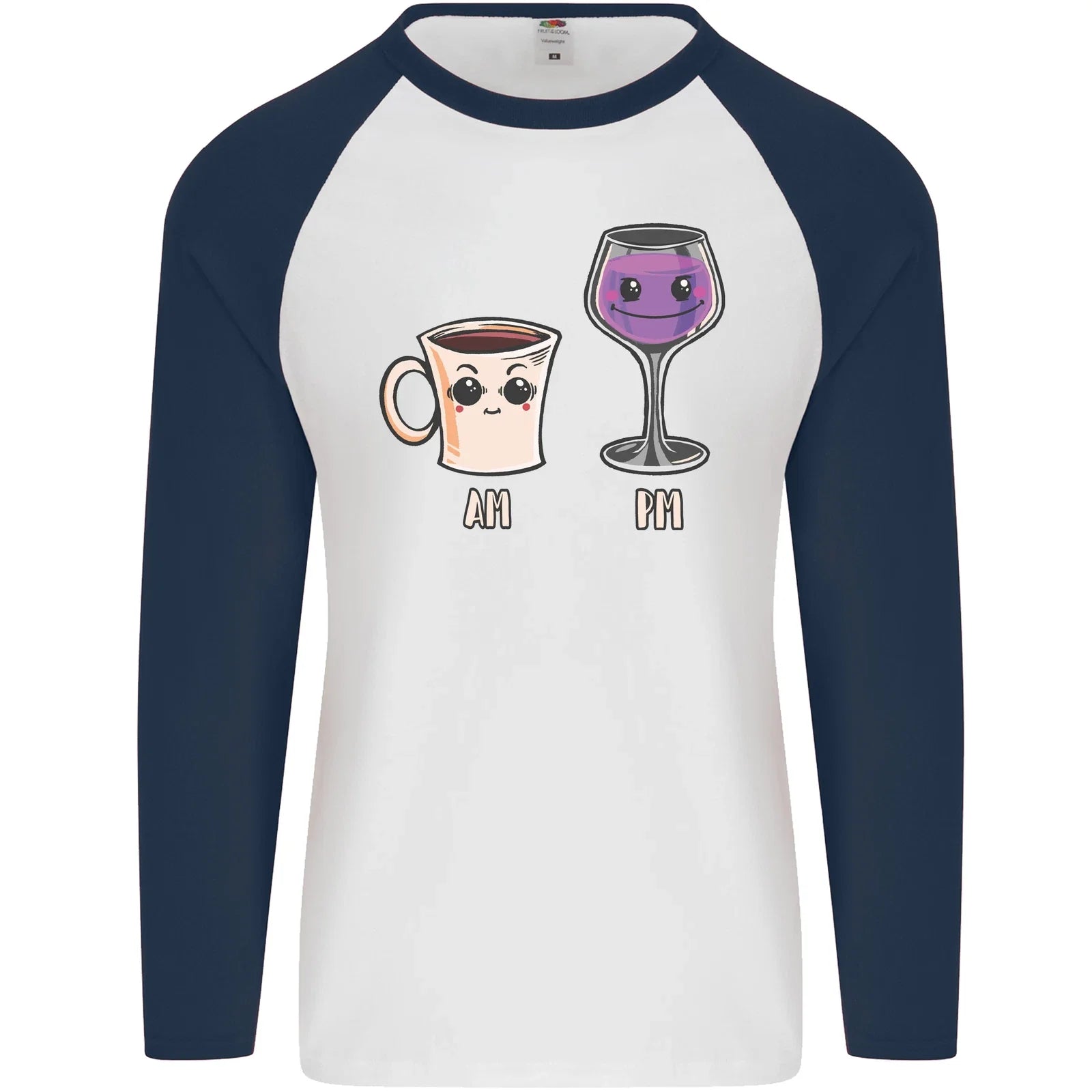 Coffee am Wine pm Funny Alcohol Prosecco Mens L/S - Adult & Kids T-Shirts, Sweatshirts & Hoodies apparel design preview 1