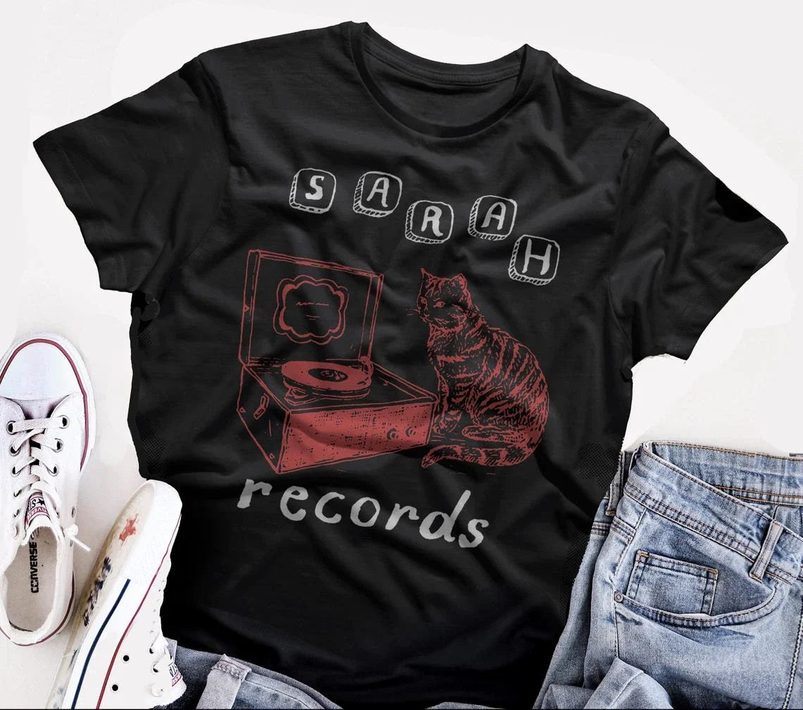 Sarah Records screen print short sleeve black - Adult & Kids T-Shirts, Sweatshirts & Hoodies apparel design preview 1