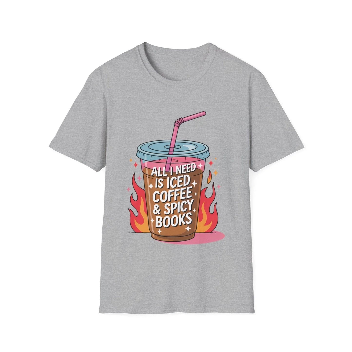 Iced Coffee Spicy Books Cute Illustration - Adult & Kids T-Shirts, Sweatshirts & Hoodies apparel design preview 1