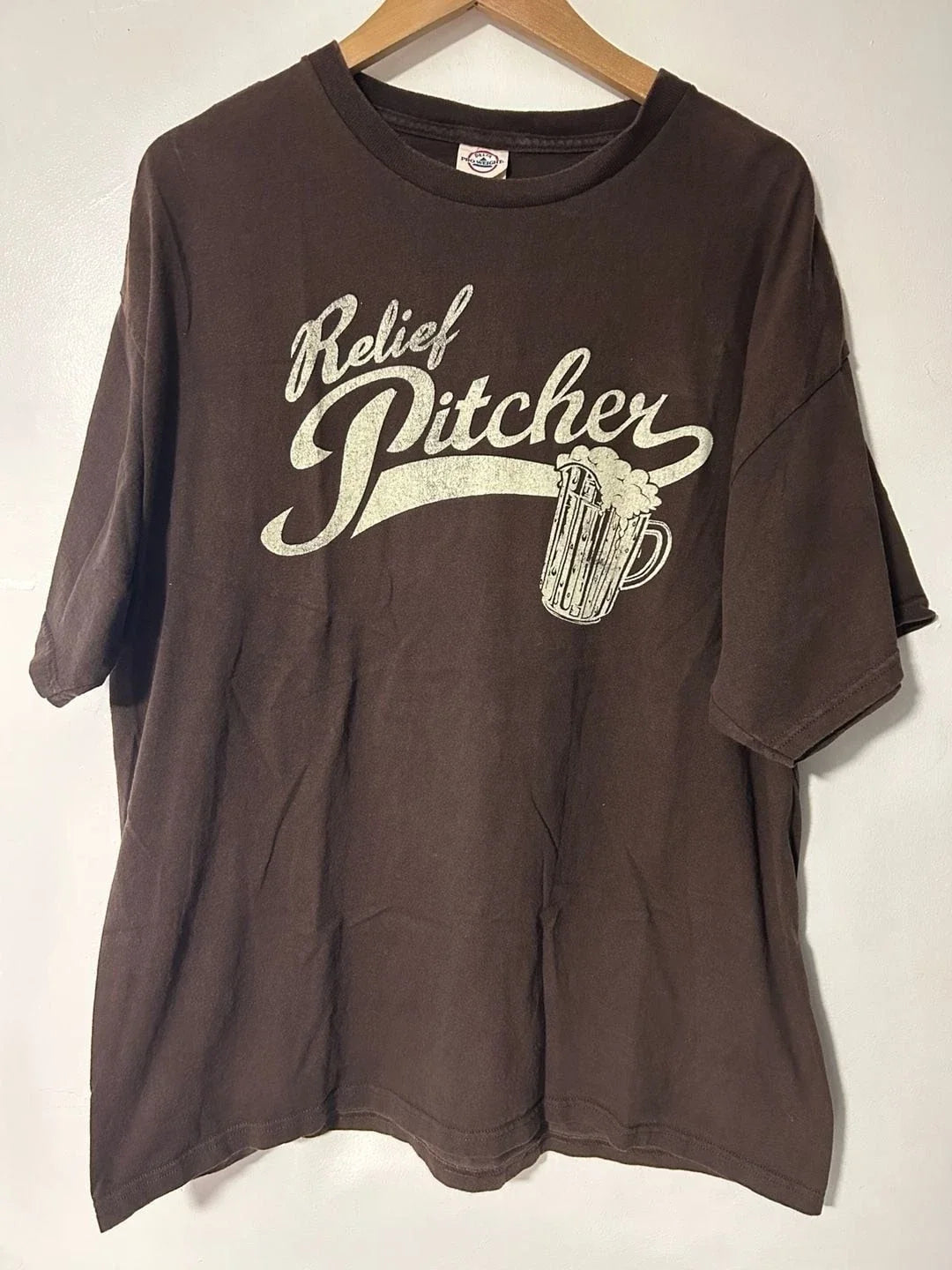 Vintage Baseball Relief Pitcher Beer Graphic Brown - Adult & Kids T-Shirts, Sweatshirts & Hoodies apparel design preview 1