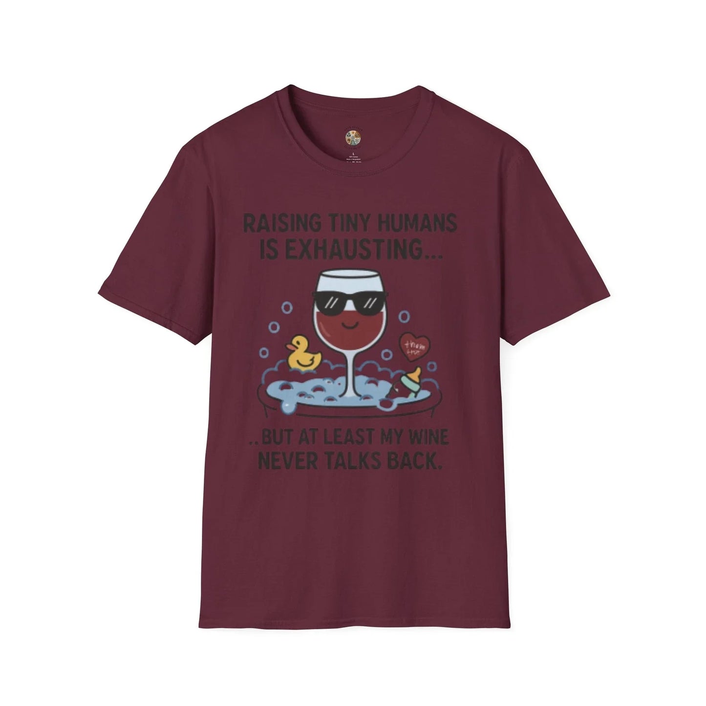 Funny Parenting Wine Raising Tiny Humans Is - Adult & Kids T-Shirts, Sweatshirts & Hoodies apparel design preview 1