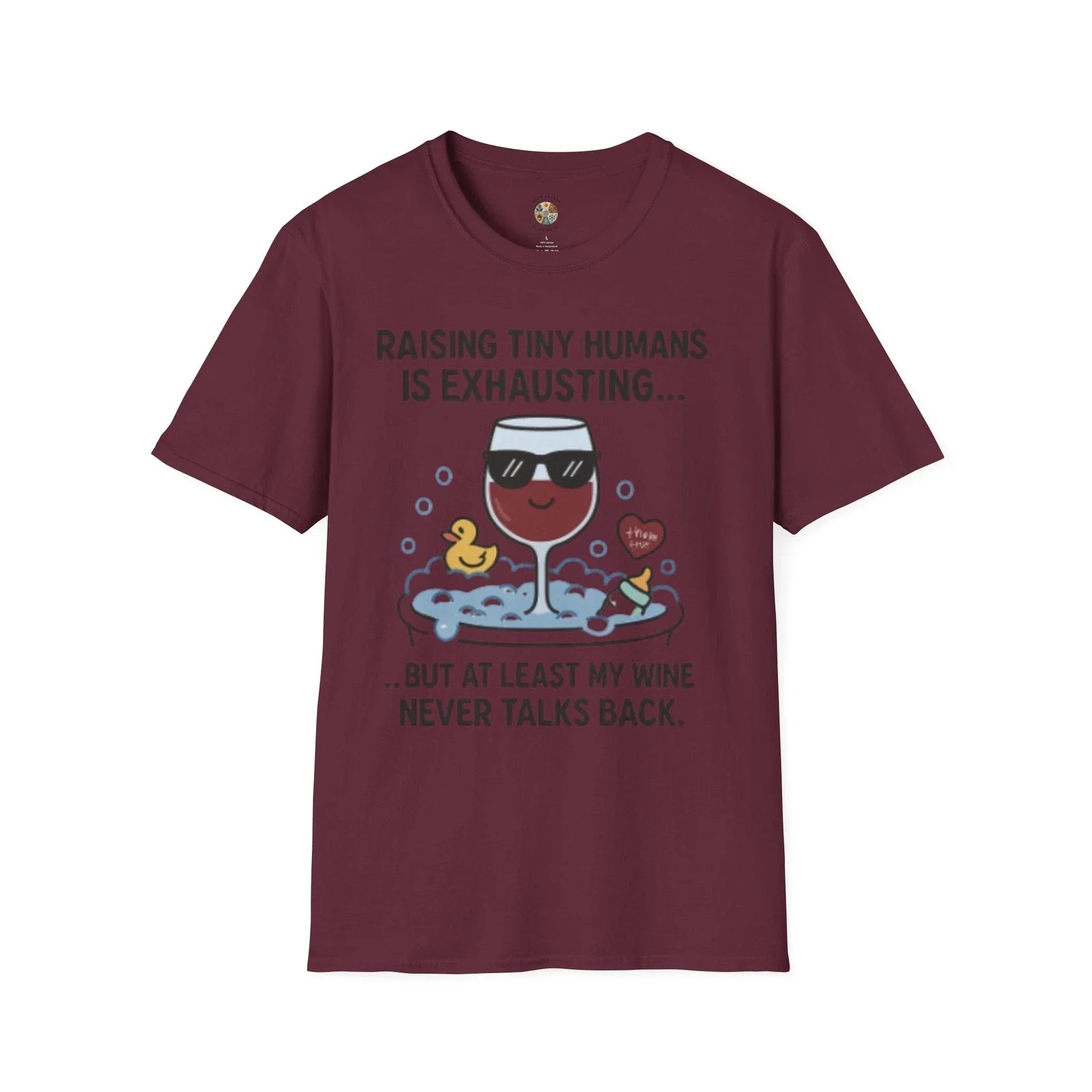 Funny Parenting Wine Raising Tiny Humans Is - Adult & Kids T-Shirts, Sweatshirts & Hoodies apparel design preview 1