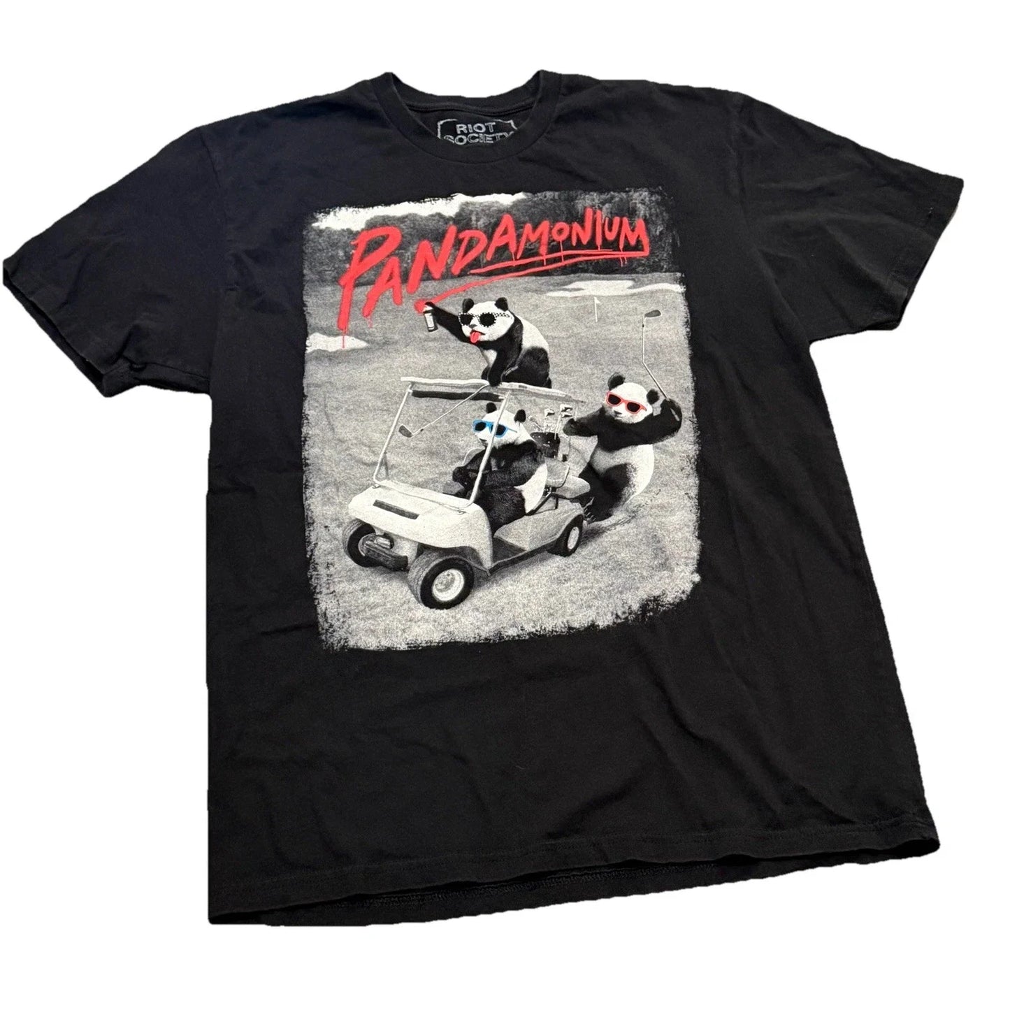 Riot Society Pandamonium Black Panda Golfing Car Beer - Adult & Kids T-Shirts, Sweatshirts & Hoodies apparel design preview 1