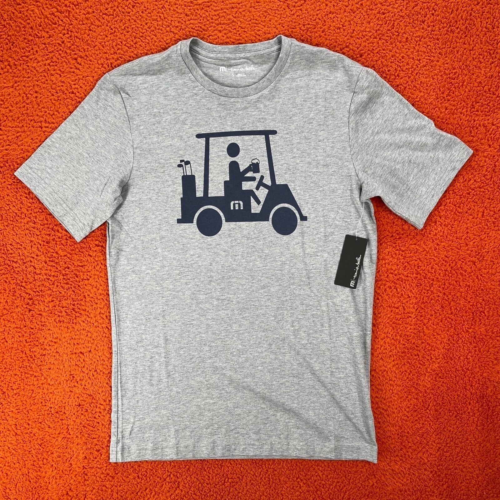 TRAVIS MATHEW Mens SMALL Mapes Golf Cart Beer Heather - Adult & Kids T-Shirts, Sweatshirts & Hoodies apparel design preview 1