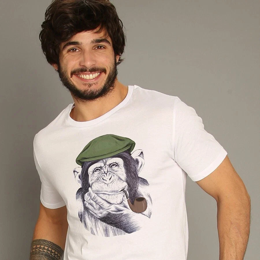 Men's Short Sleeve White, WISE MR CHIMP - Adult & Kids T-Shirts, Sweatshirts & Hoodies apparel design preview 1