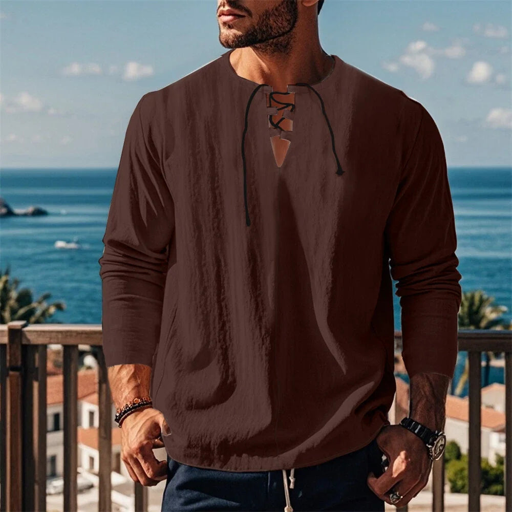 Men's Cotton Linen Classic Casual Slim Laceup - Adult & Kids T-Shirts, Sweatshirts & Hoodies apparel design preview 1