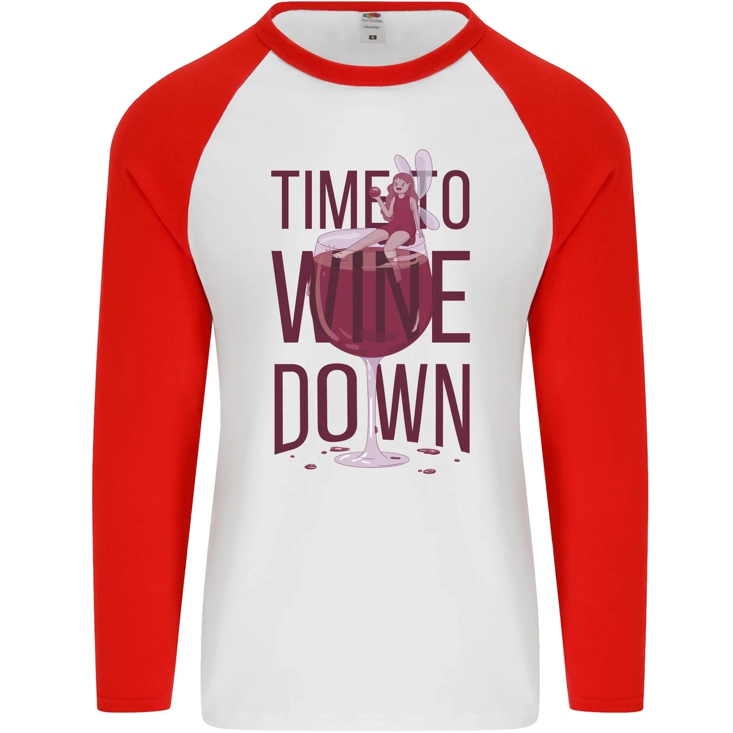 Time to Wine Down Funny Alcohol Mens L/S Baseball - Adult & Kids T-Shirts, Sweatshirts & Hoodies apparel design preview 1