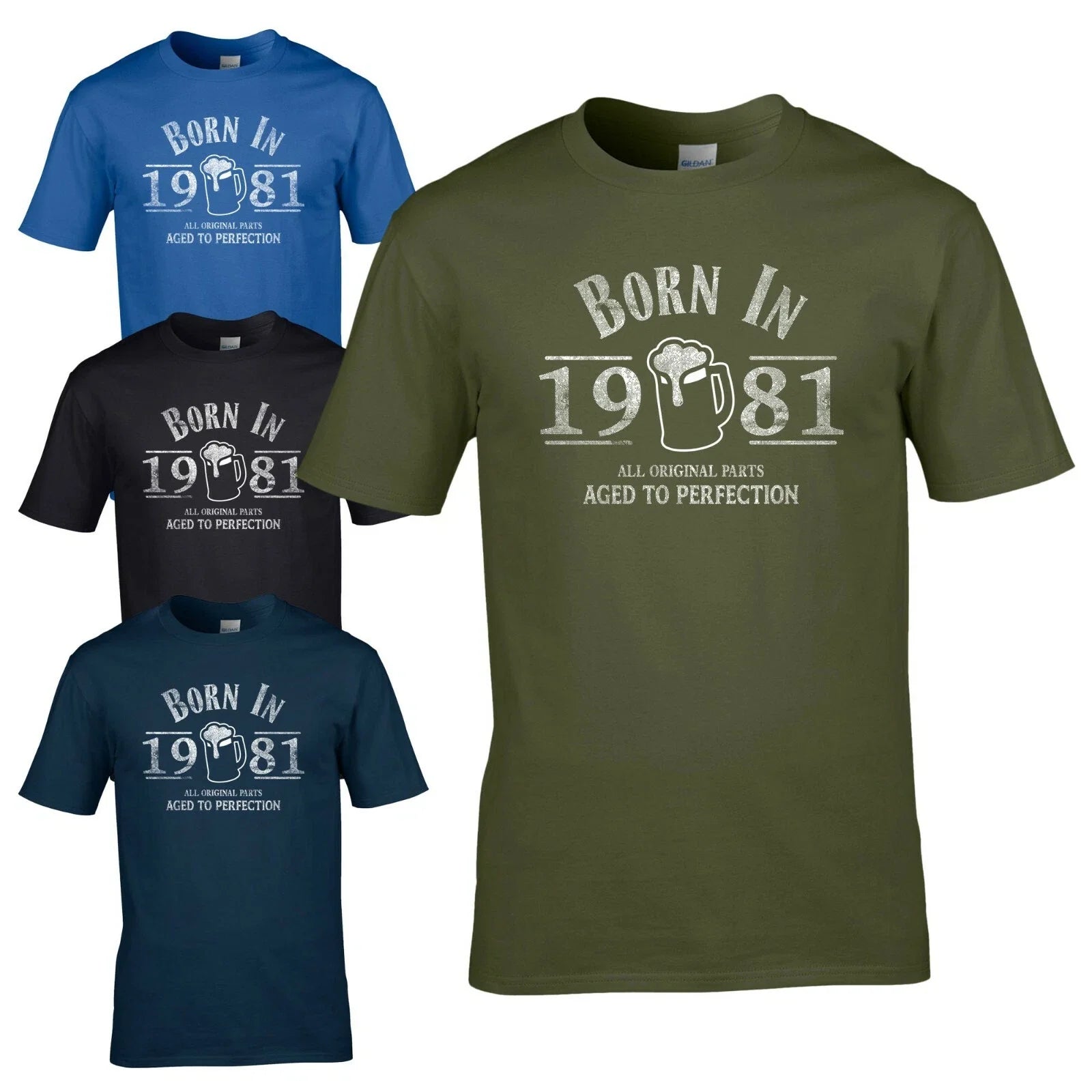 Born in 1981 45th Year Birthday Age Present Beer - Adult & Kids T-Shirts, Sweatshirts & Hoodies apparel design preview 1