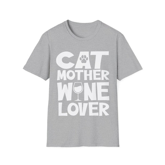 "Cat Mother Wine Lover: Unisex Softstyle for the - Adult & Kids T-Shirts, Sweatshirts & Hoodies apparel design preview 1