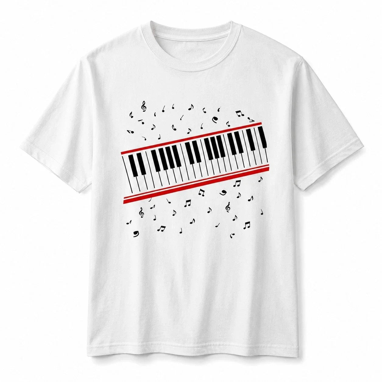 Piano Music Musical Notes Graphic White Cotton Men - Adult & Kids T-Shirts, Sweatshirts & Hoodies apparel design preview 1