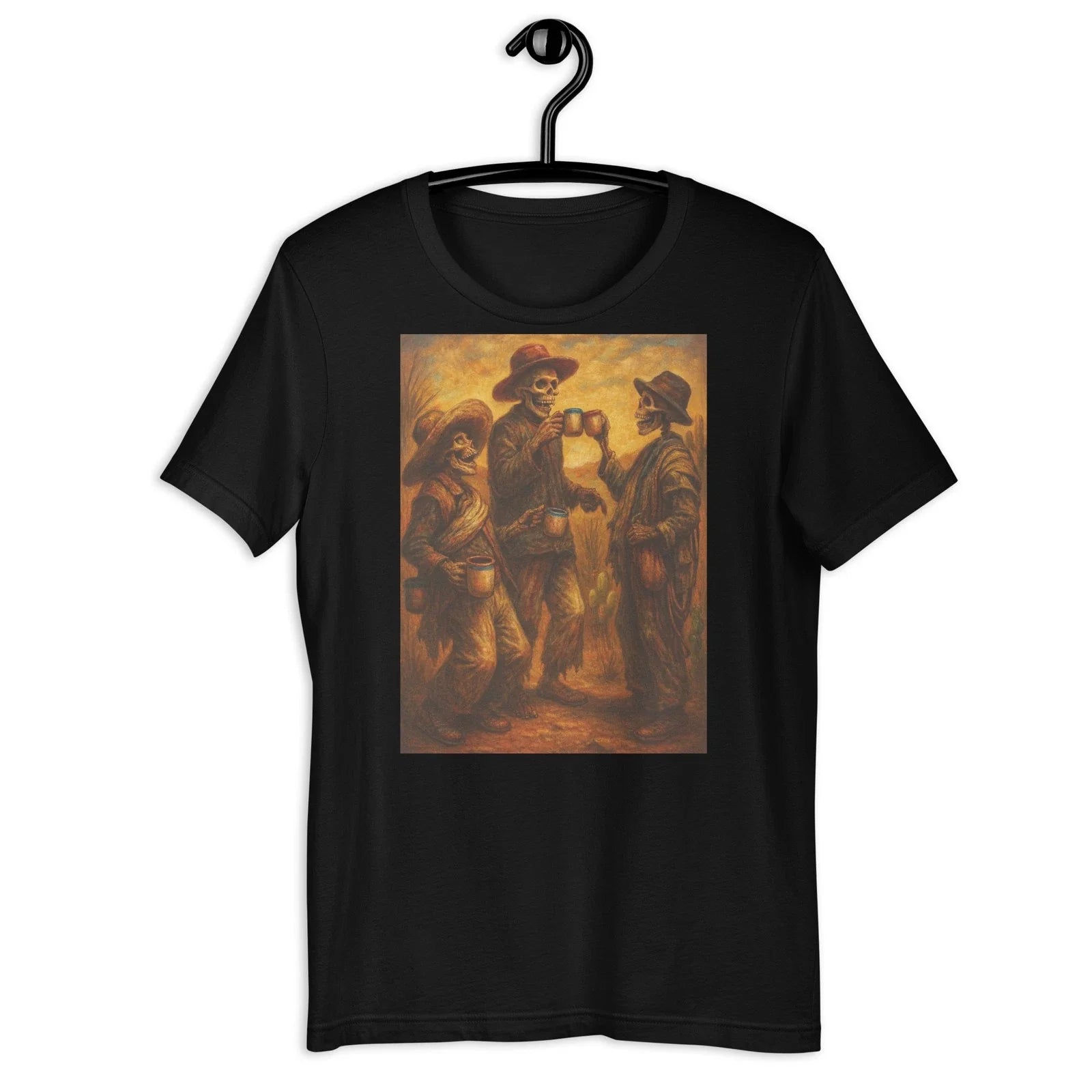 Skeleton Cowboys Drinking Coffee Mexican Folk Art - Adult & Kids T-Shirts, Sweatshirts & Hoodies apparel design preview 1