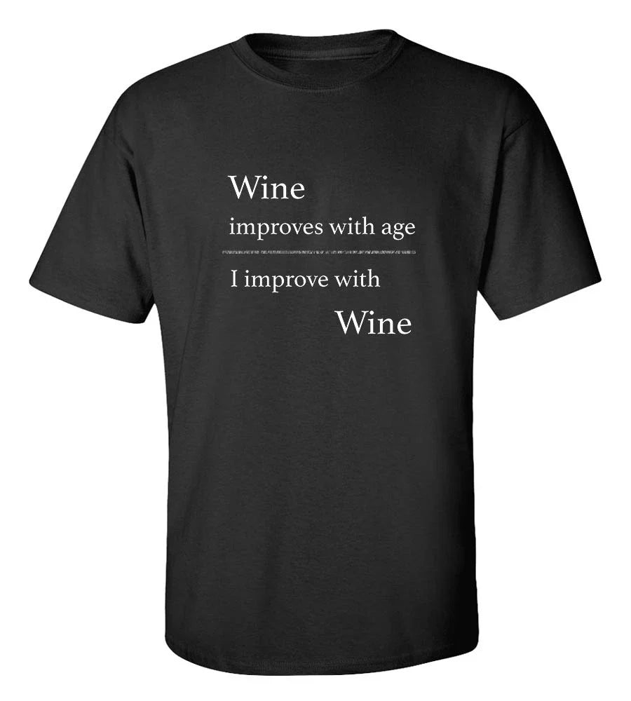 I Improve with Wine Funny Lover Gift Humorous - Adult & Kids T-Shirts, Sweatshirts & Hoodies apparel design preview 1