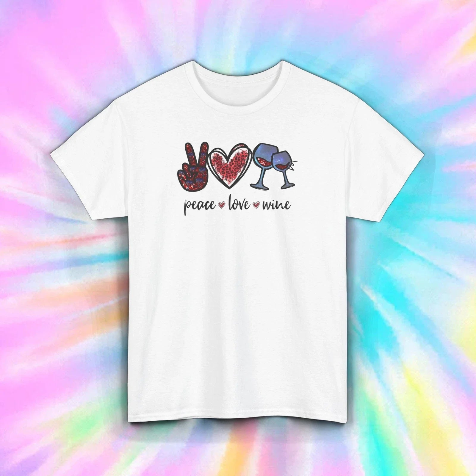 Peace Love Wine Funny Drinking Lover Gift S-5XL - Adult & Kids T-Shirts, Sweatshirts & Hoodies apparel design preview 1