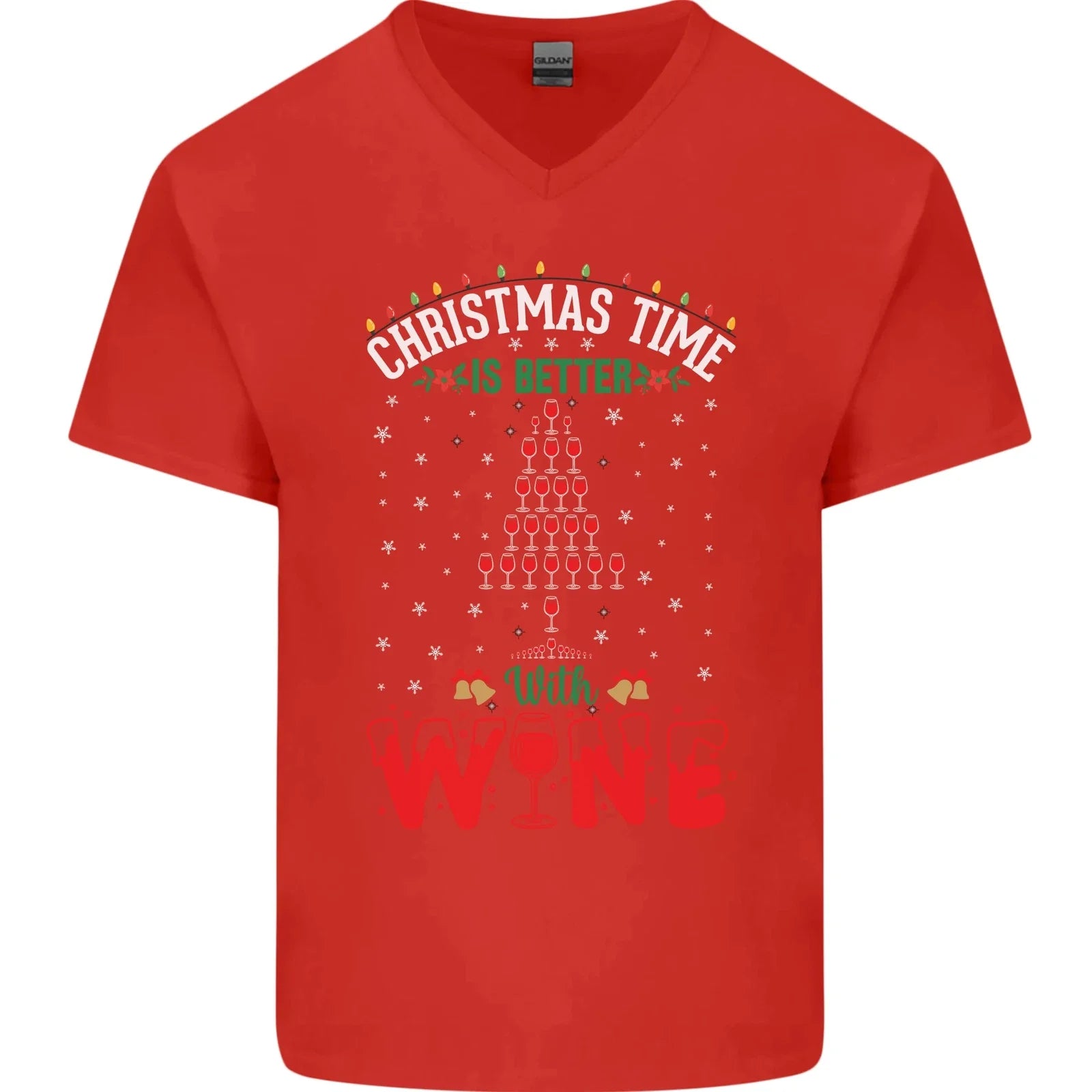 Christmas Better With Wine Funny Alcohol Mens V-Neck - Adult & Kids T-Shirts, Sweatshirts & Hoodies apparel design preview 1