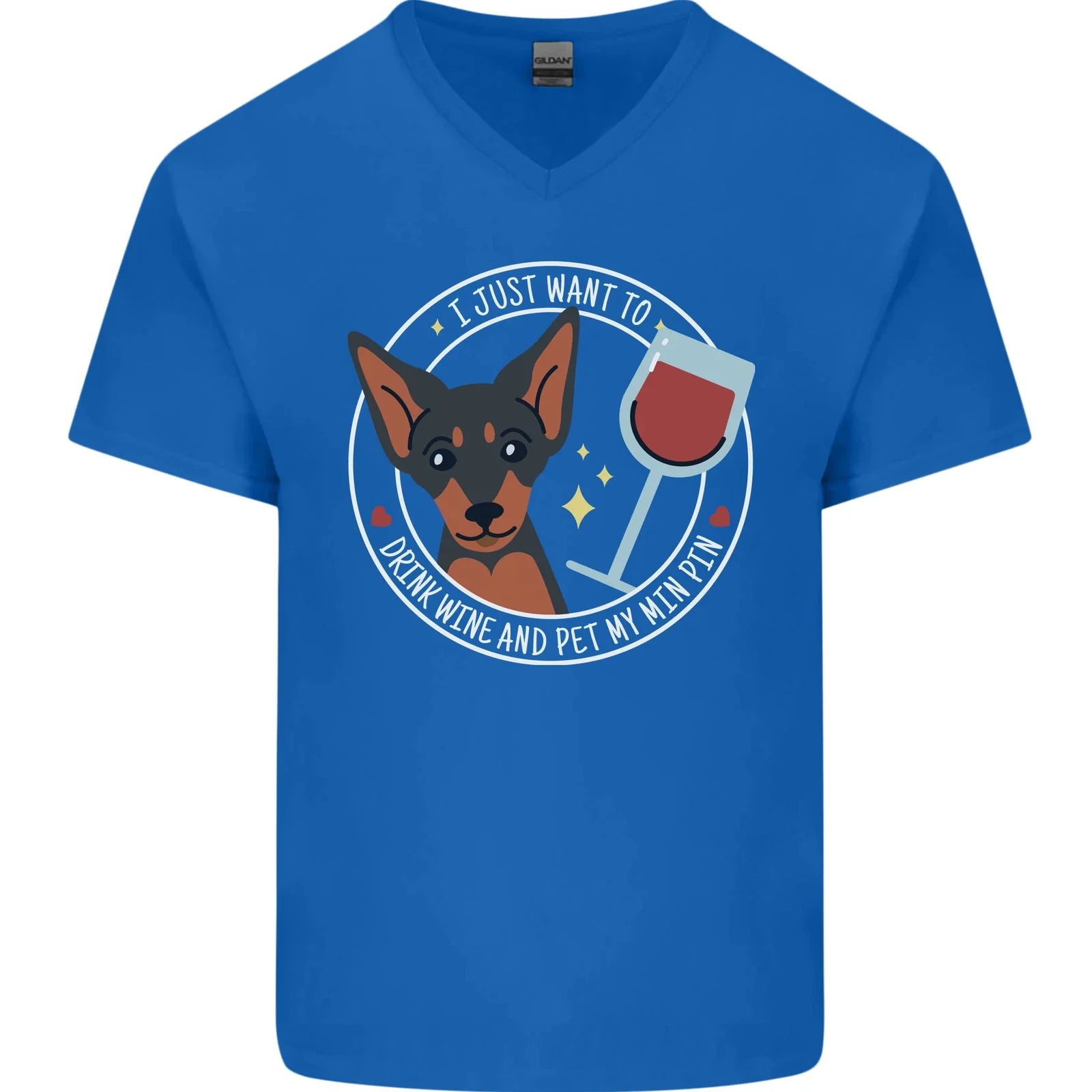 Wine With My Min Pin Dog Miniature Pinscher Mens - Adult & Kids T-Shirts, Sweatshirts & Hoodies apparel design preview 1