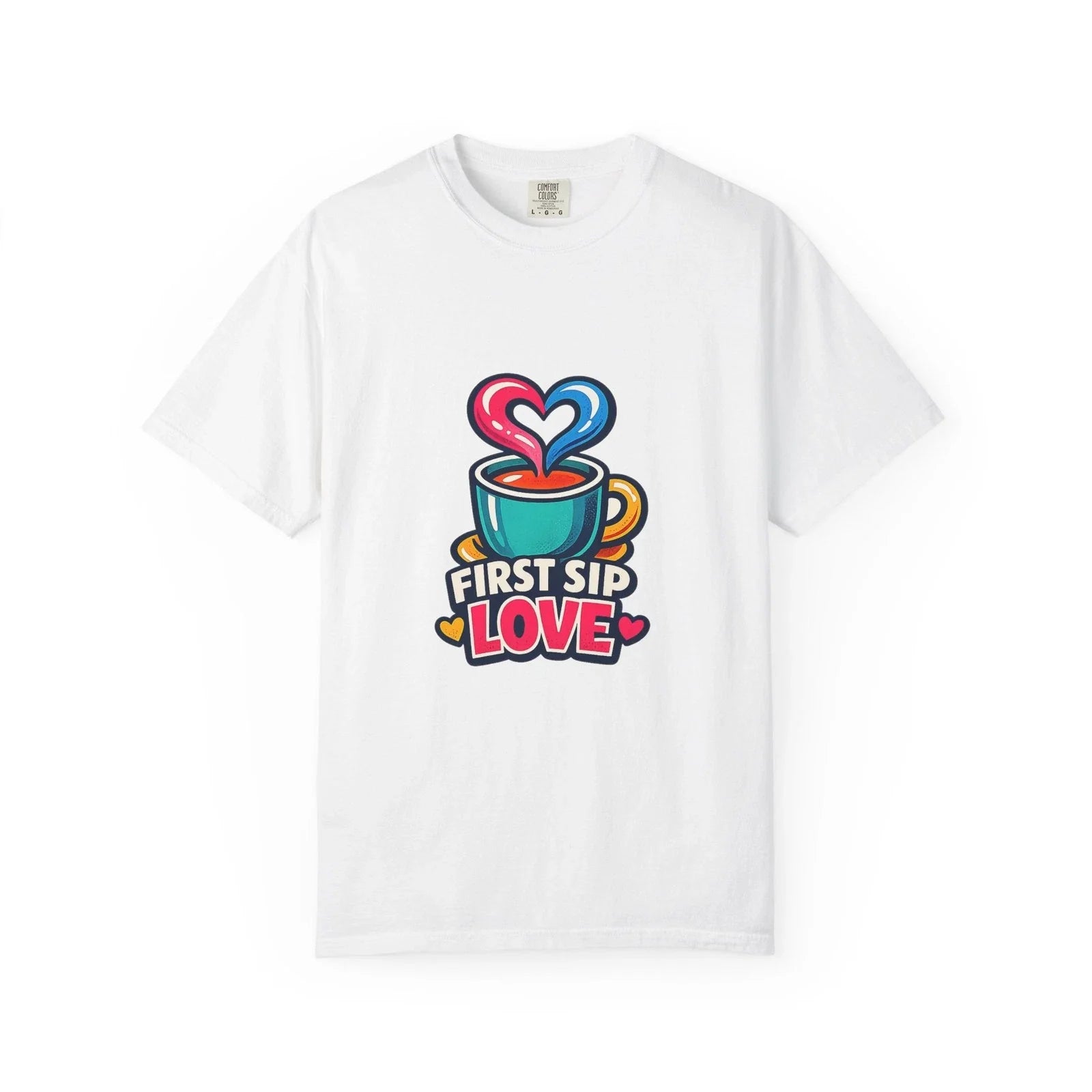 First Sip Love Coffee Cup Heart Illustration - Adult & Kids T-Shirts, Sweatshirts & Hoodies apparel design preview 1