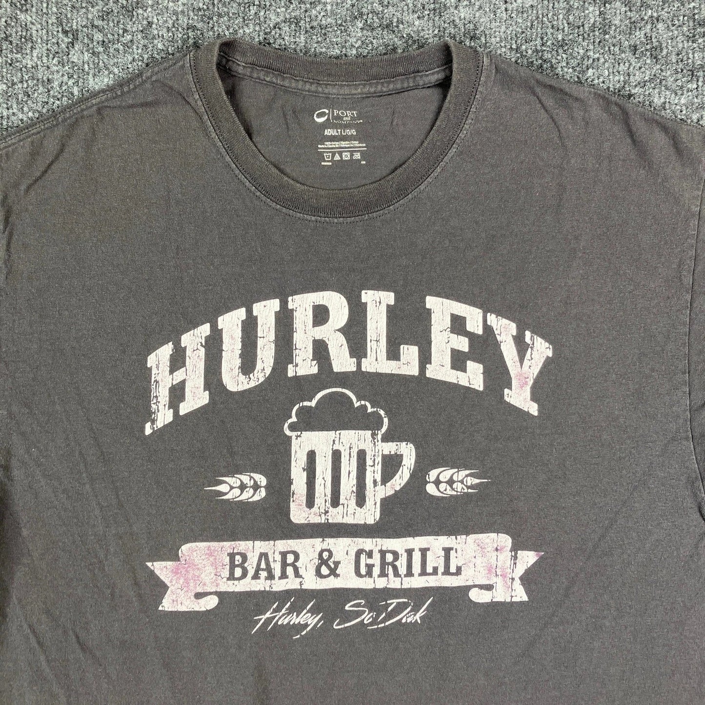 Port Company Mens Size L Gray Hurley Bar Grill Beer - Adult & Kids T-Shirts, Sweatshirts & Hoodies apparel design preview 1