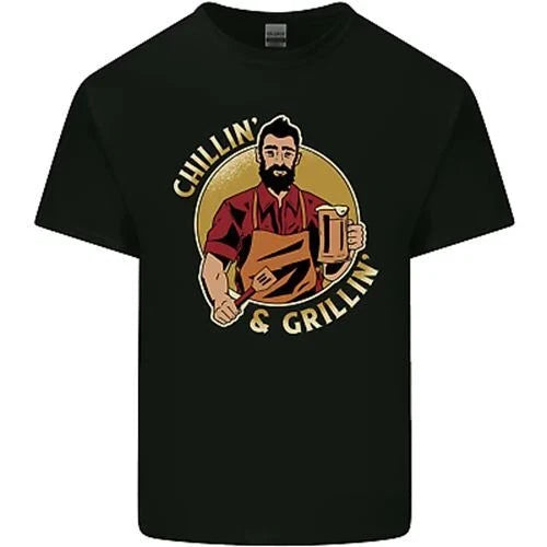 Chillin Grillin Funny BBQ Beer Camping Mens Cotton - Adult & Kids T-Shirts, Sweatshirts & Hoodies apparel design preview 1