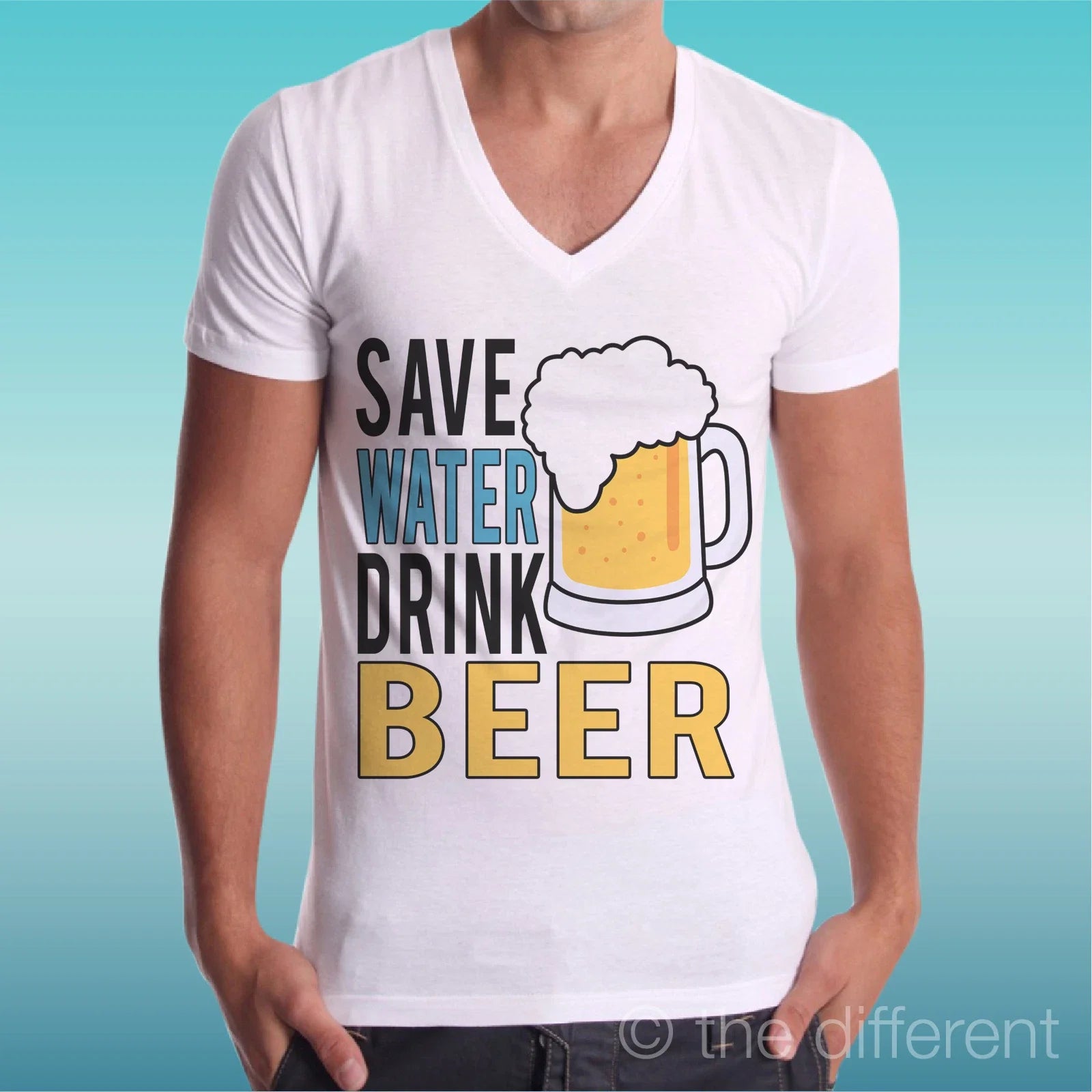 Men's V-neck Save Water Drink Beer Gift Idea - Adult & Kids T-Shirts, Sweatshirts & Hoodies apparel design preview 1