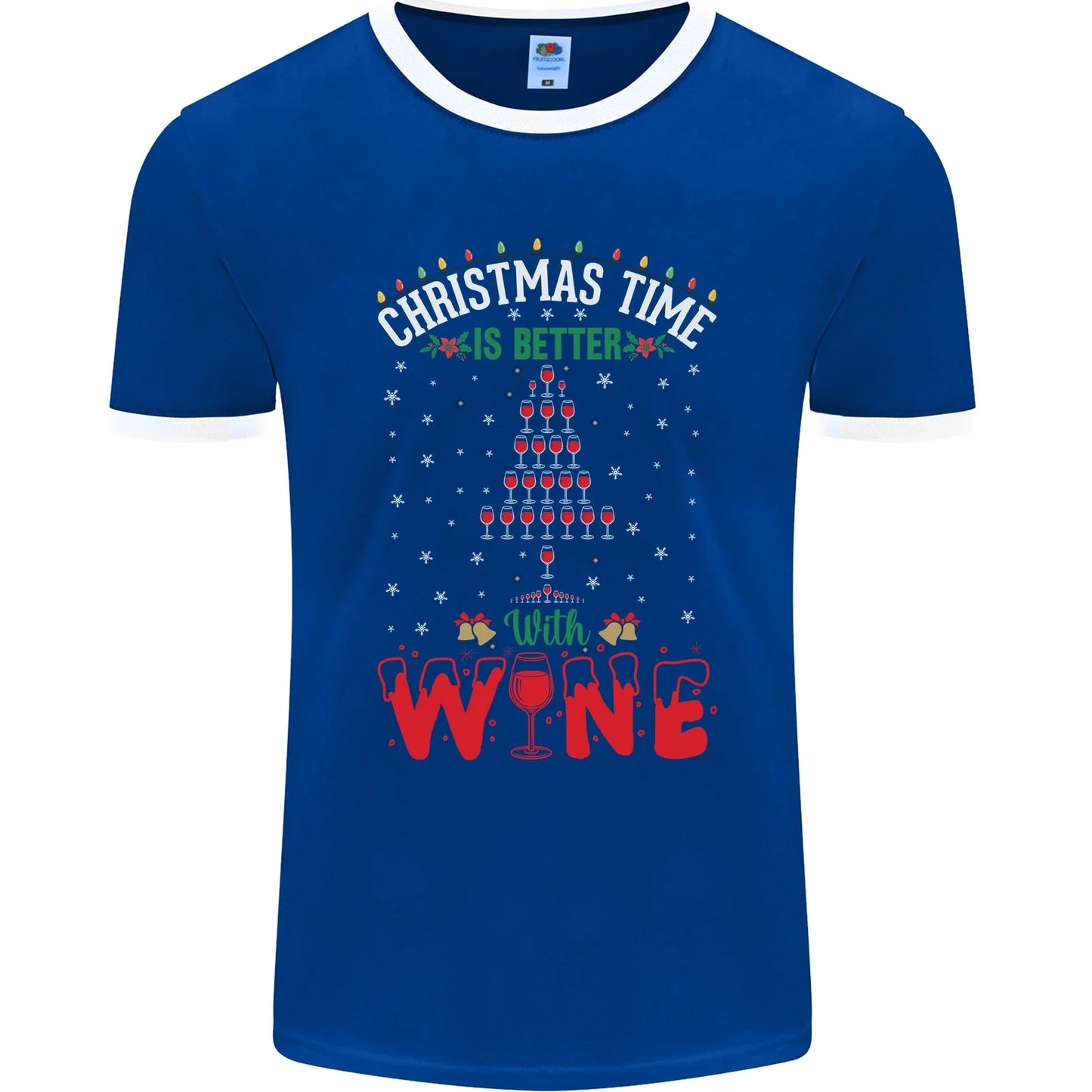 Christmas Better With Wine Funny Alcohol Mens Ringer - Adult & Kids T-Shirts, Sweatshirts & Hoodies apparel design preview 1